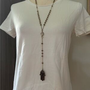 Hamsa Rosary Necklace 21,5 inches long.